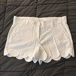 Crown & Ivy White Scalloped High Waist Shorts